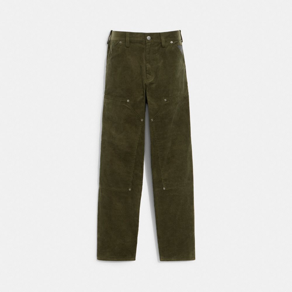 COACH®,PANTALON EN VELOURS CÔTELÉ,coton,Olive,Front View