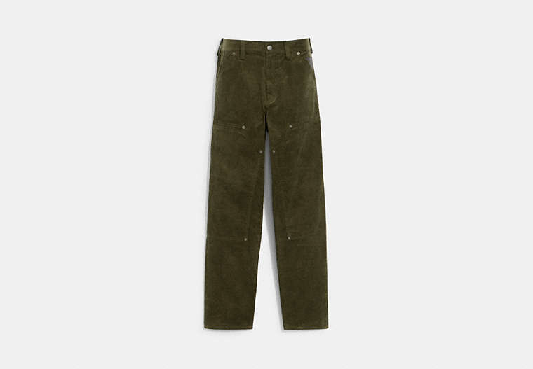 COACH®,CORDUROY PANTS,cotton,Olive,Front View