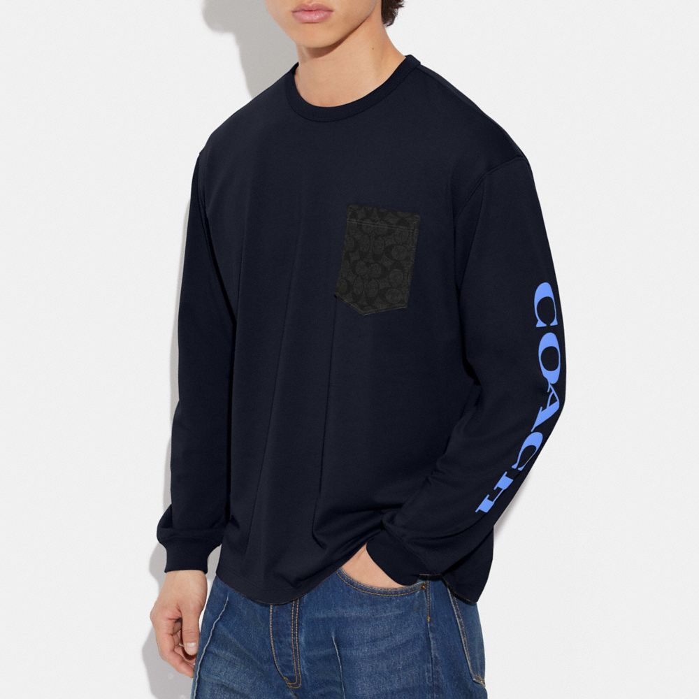 Coach Outlet Essential Long Sleeve T-Shirt in Organic Cotton - Black