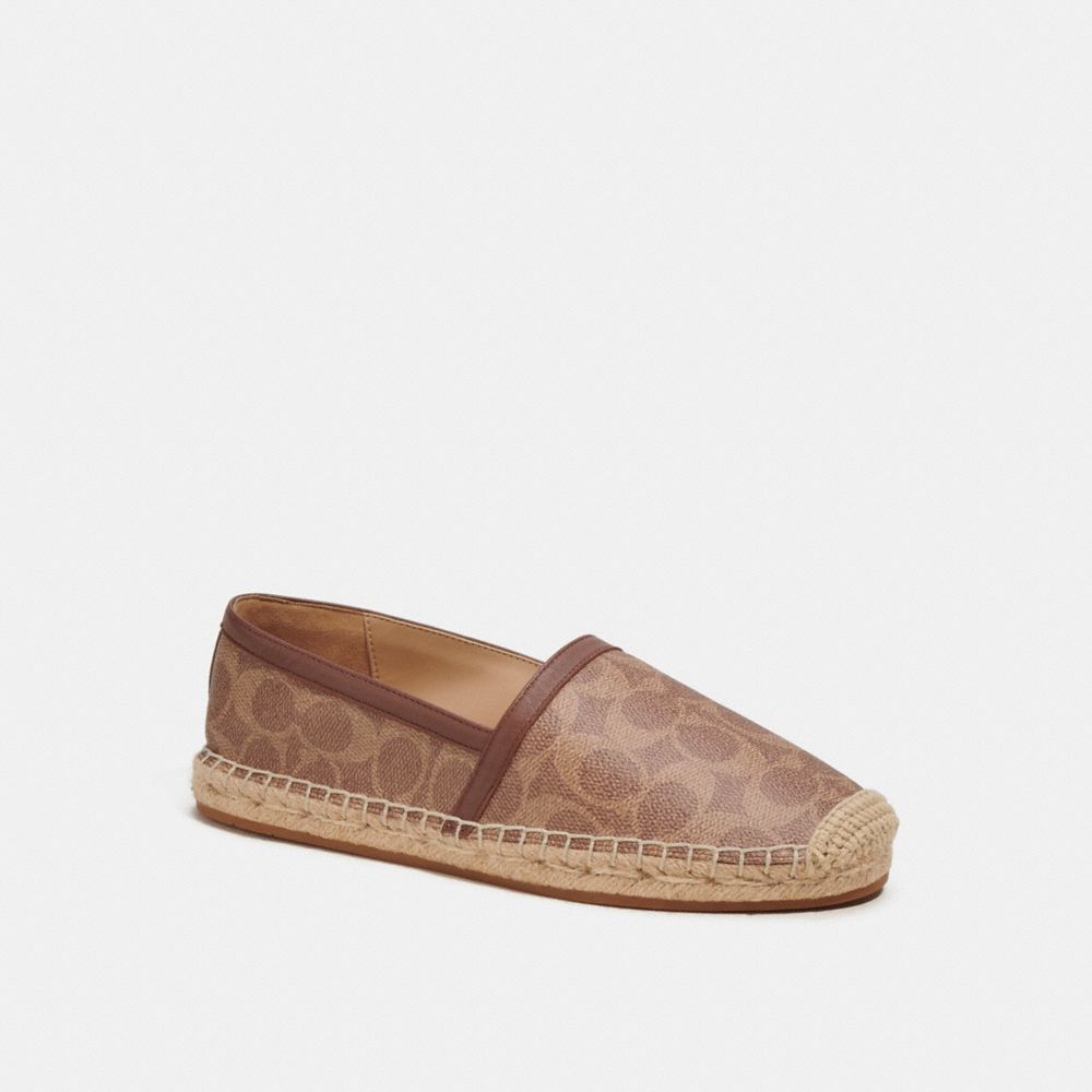 COACH®,COLLINS ESPADRILLE IN SIGNATURE CANVAS,Tan,Front View