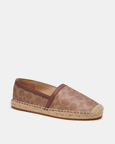 COACH®,COLLINS ESPADRILLE IN SIGNATURE CANVAS,Signature Coated Canvas,Tan,Front View