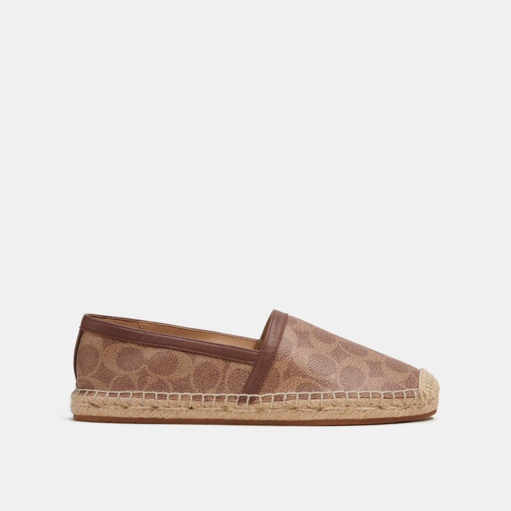 COACH®,COLLINS ESPADRILLE IN SIGNATURE CANVAS,Tan,Angle View