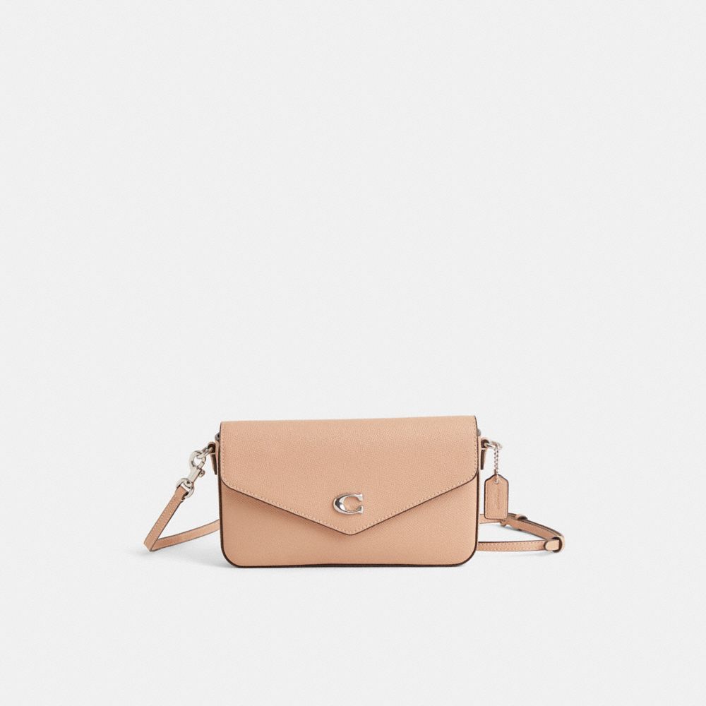 COACH®,Restored Wyn Crossbody,Leather,Crossbody,Logo,Metal,Scratch Resistant,Casual,Beige,Front View