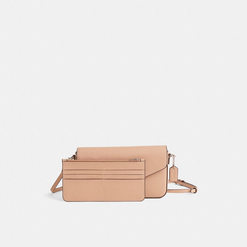 COACH®,Restored Wyn Crossbody,Leather,Crossbody,Metal,Logo,Scratch Resistant,Casual,Beige,Angle View
