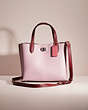 COACH®,RESTORED WILLOW TOTE 24 IN COLORBLOCK,Polished Pebble Leather,Silver/Faded Purple,Front View