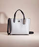 COACH®,RESTORED WILLOW TOTE 24 IN COLORBLOCK,Polished Pebble Leather,Silver/Grey Blue Multi,Front View