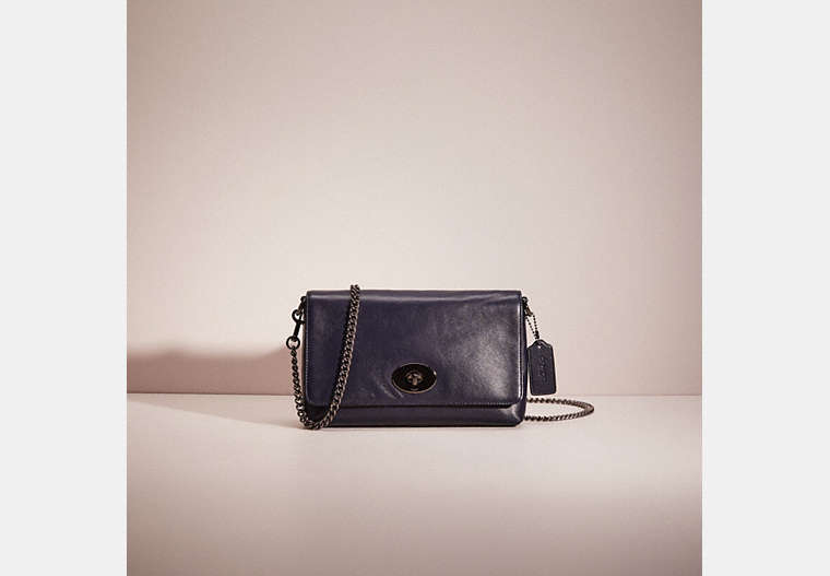 COACH®,RESTORED CROSSTOWN CROSSBODY,Smooth Leather,Small,Navy/Dark Gunmetal,Front View