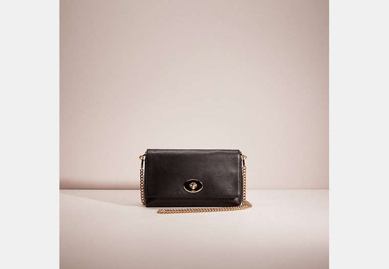 COACH®,RESTORED CROSSTOWN CROSSBODY,Smooth Leather,Small,Light Gold/Black,Front View