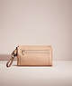 COACH®,RESTORED LARGE CLUTCH,Leather,Silver/Light Khaki,Front View