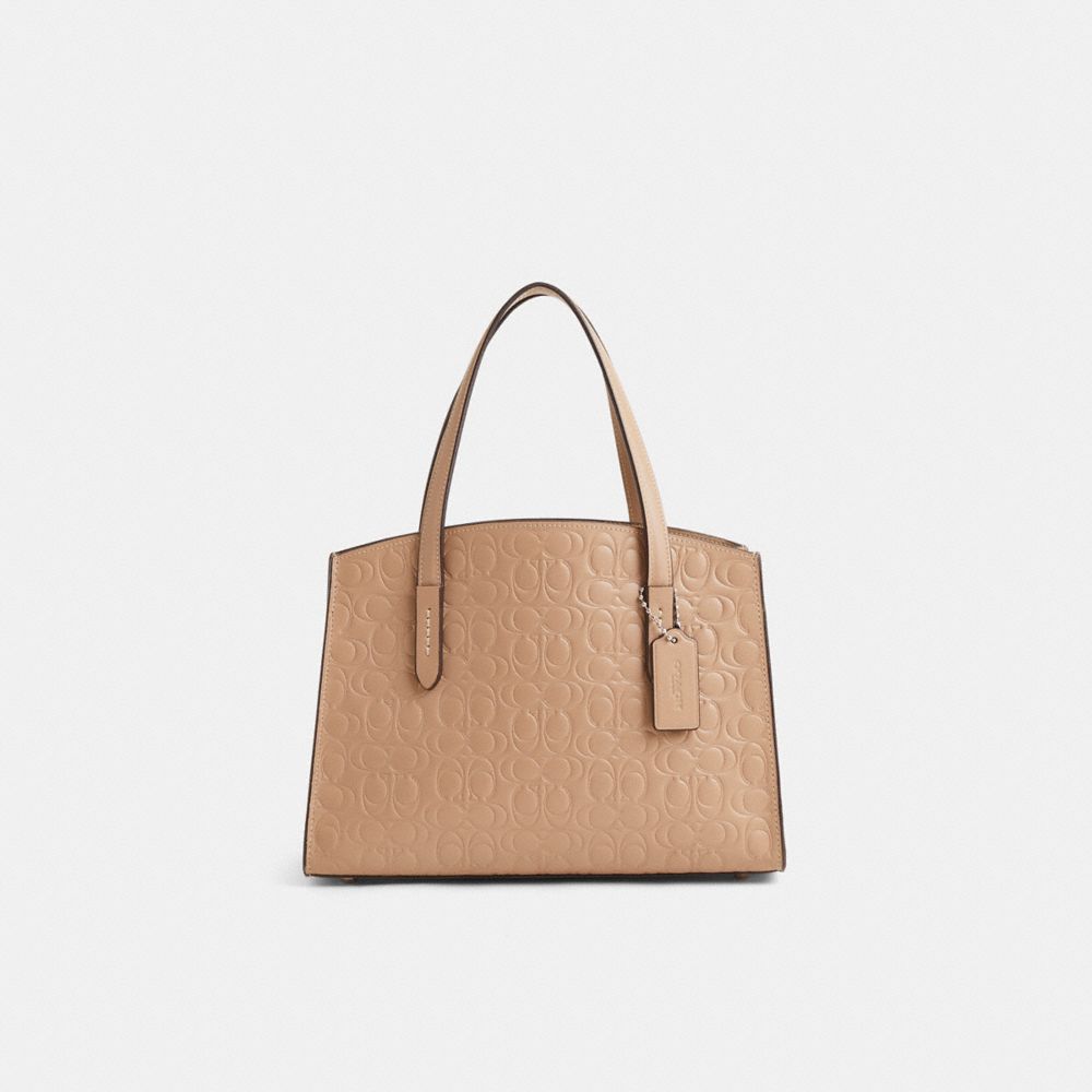 COACH®,Restored Charlie Carryall 28 In Signature Leather,Satchel,Silver Metal,Day Party,Work,Casual,,Front View
