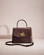 COACH®,RESTORED PARKER TOP HANDLE WITH TEA ROSE STONES,Refined Calf Leather,Medium,Brass/Oxblood,Front View