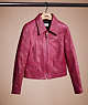 COACH®,RESTORED CROPPED LEATHER BLOUSON,Leather,Tweed Berry,Front View