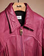COACH®,RESTORED CROPPED LEATHER BLOUSON,Leather,Tweed Berry,Scale View