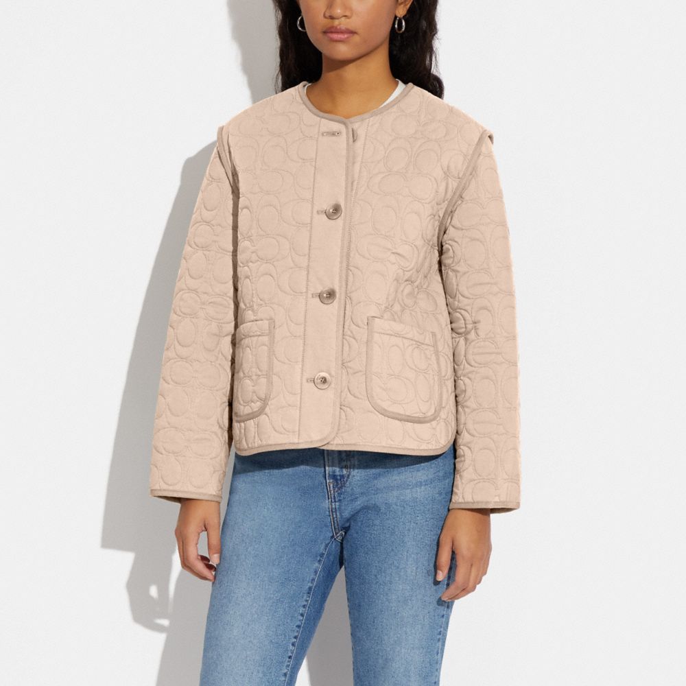 Quilted coach s store trucker jacket