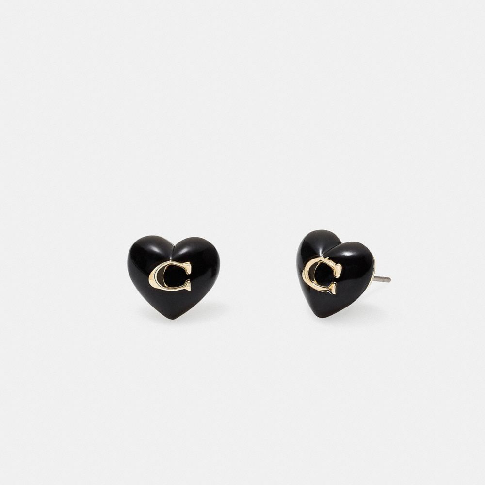 Black heart stud deals earrings