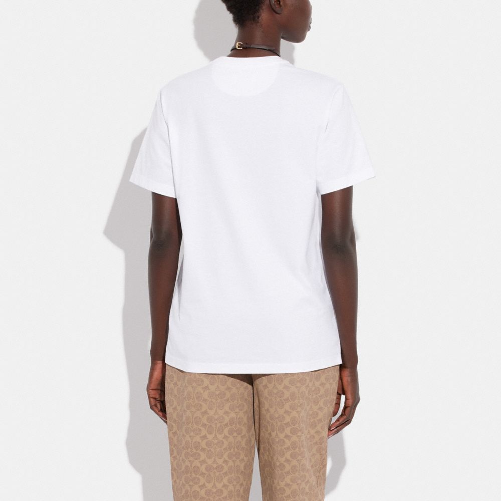 COACH®,SIGNATURE HORSE AND CARRIAGE T-SHIRT IN ORGANIC COTTON,White/Tan,Scale View