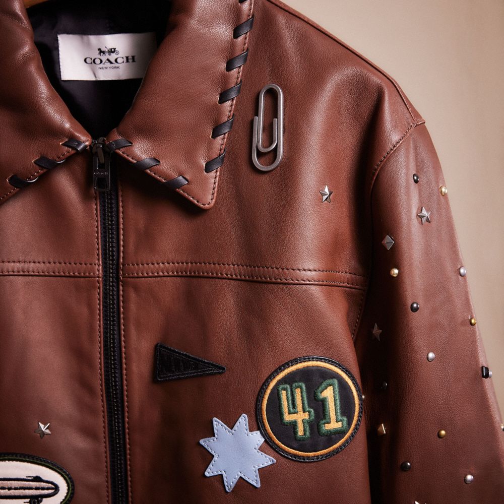 COACH®: Leather Jacket With Patches