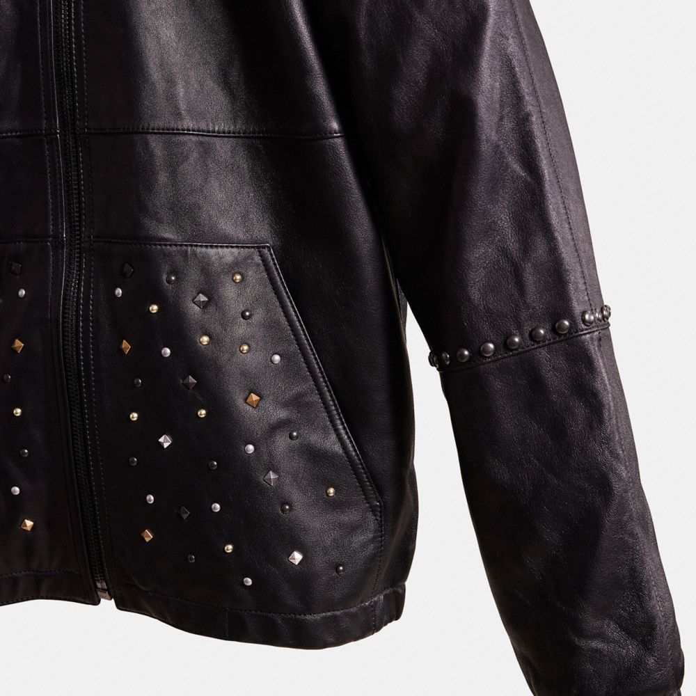 COACH®,Upcrafted Leather Trainer,Leather,Leather,Embellished,Studded,Casual,Black,Scale View