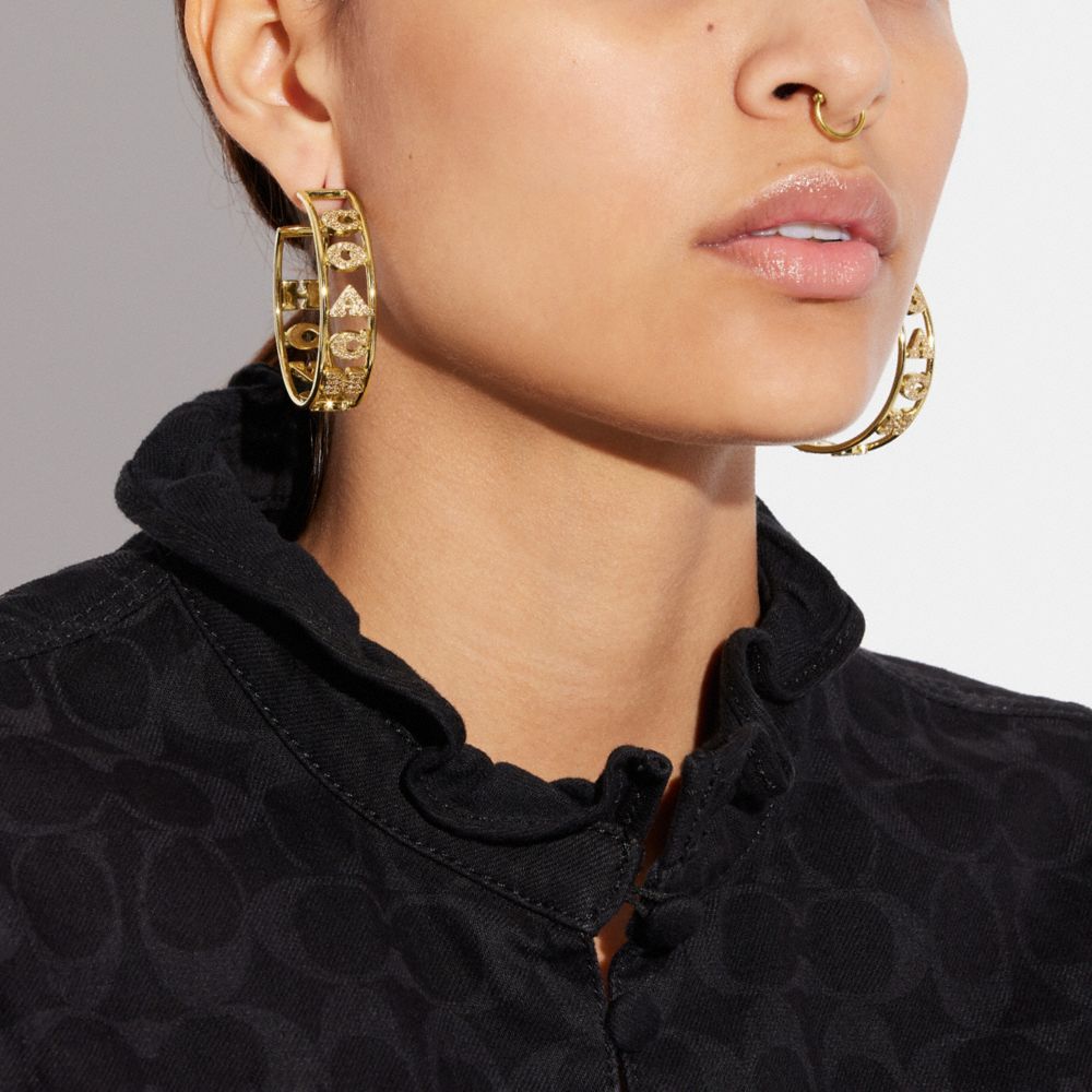 Coach Pavé Double Hoop Earrings