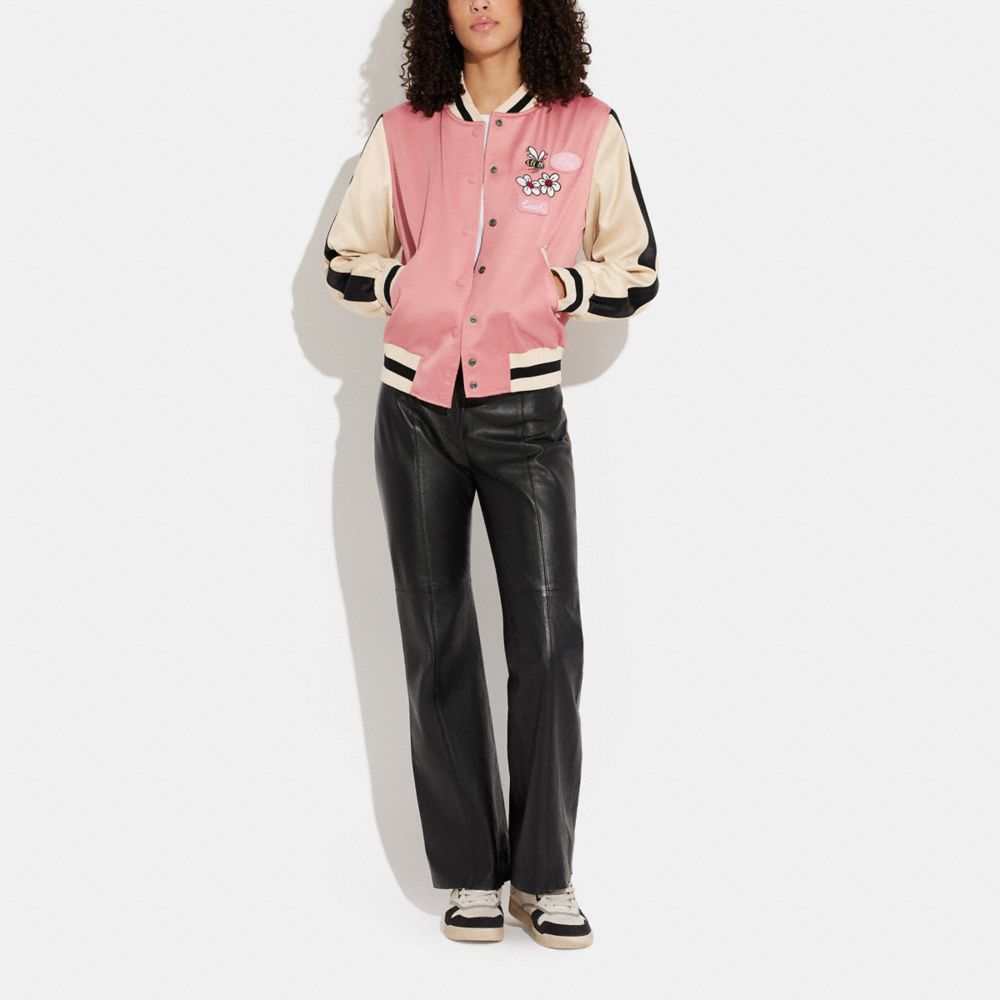 Pink coach jacket on sale womens