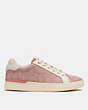 COACH®,CLIP LOW TOP IN SIGNATURE JACQUARD,Leather,Pink,Angle View