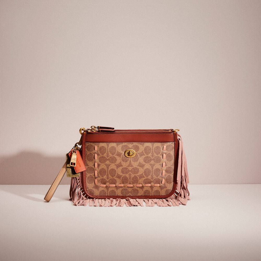 COACH®,UPCRAFTED SLIM TURNLOCK CROSSBODY IN SIGNATURE CANVAS,Signature Coated Canvas,Mini,Brass/Tan/Rust,Front View