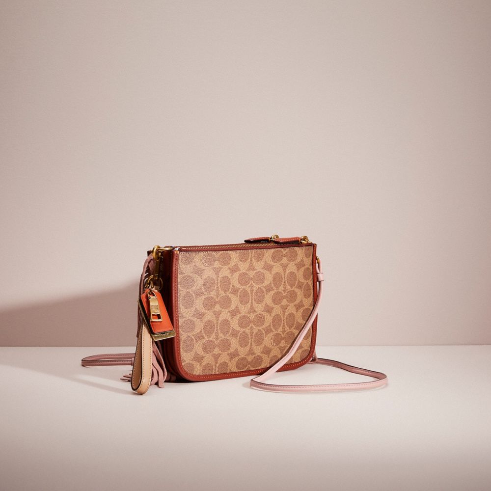 COACH®,UPCRAFTED SLIM TURNLOCK CROSSBODY IN SIGNATURE CANVAS,Signature Coated Canvas,Mini,Brass/Tan/Rust,Angle View
