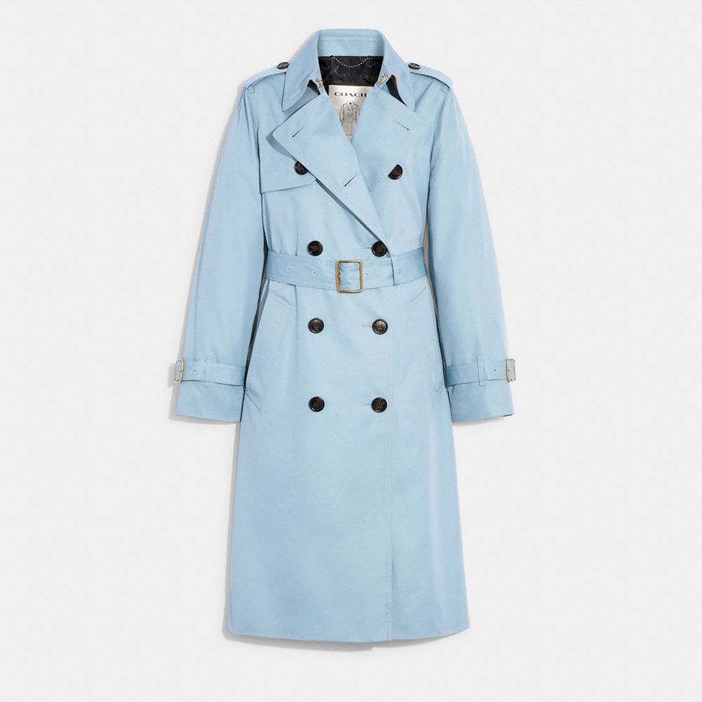 COACH®,TRENCH COAT,Blue,Front View