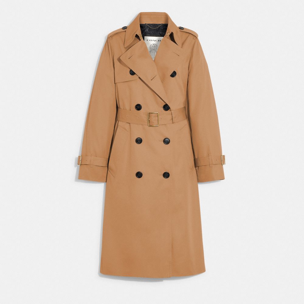 COACH®,TRENCH COAT,Khaki,Front View image number 0