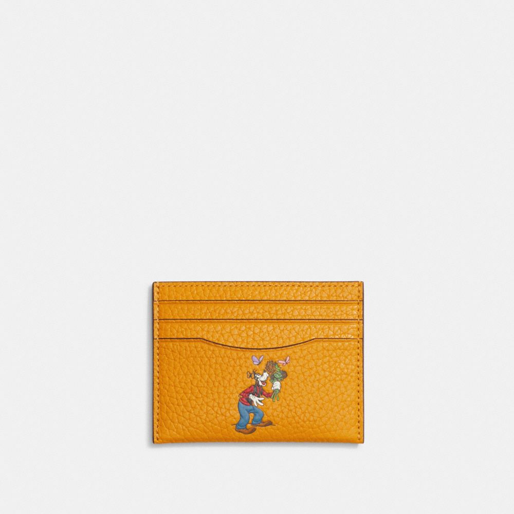 COACH®,DISNEY X COACH CARD CASE IN REGENERATIVE LEATHER,Buttercup Multi,Front View