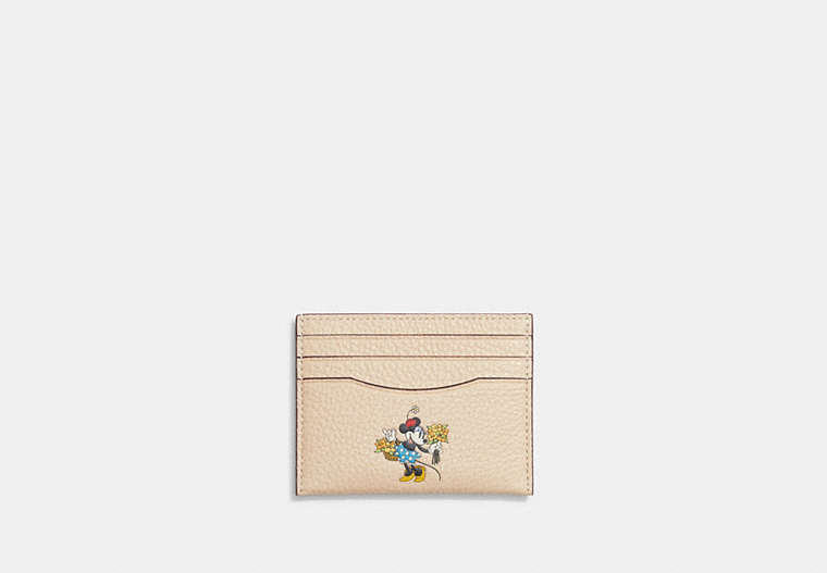 COACH®,DISNEY X COACH CARD CASE IN REGENERATIVE LEATHER,Glovetanned Leather,Ivory Multi,Front View
