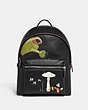 COACH®,DISNEY X COACH CHARTER BACKPACK IN REGENERATIVE LEATHER,Glovetanned Leather,X-Large,Black,Front View