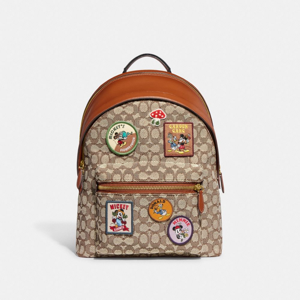 COACH® | Disney X Coach Charter Backpack In Signature Textile Jacquard With  Patches