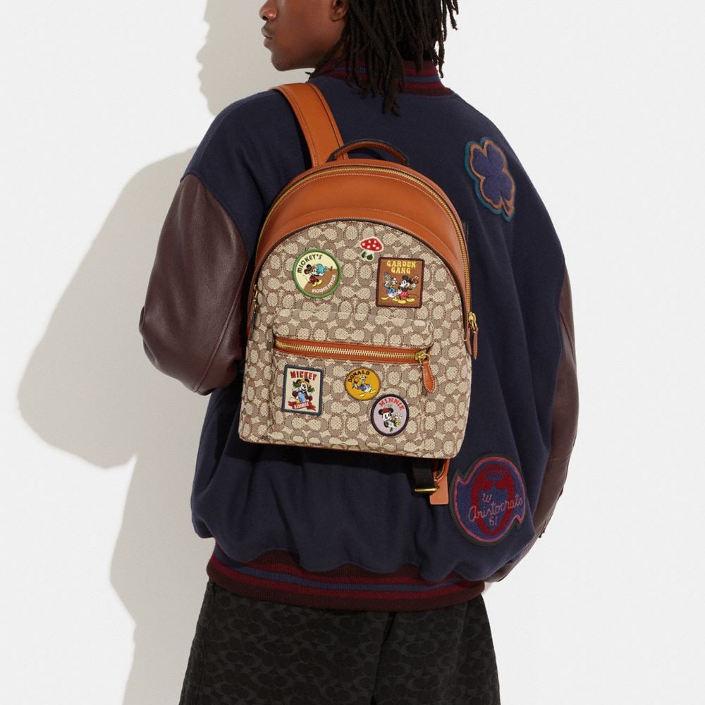 COACH Disney X Coach Charter Backpack In Signature Textile Jacquard With Patches