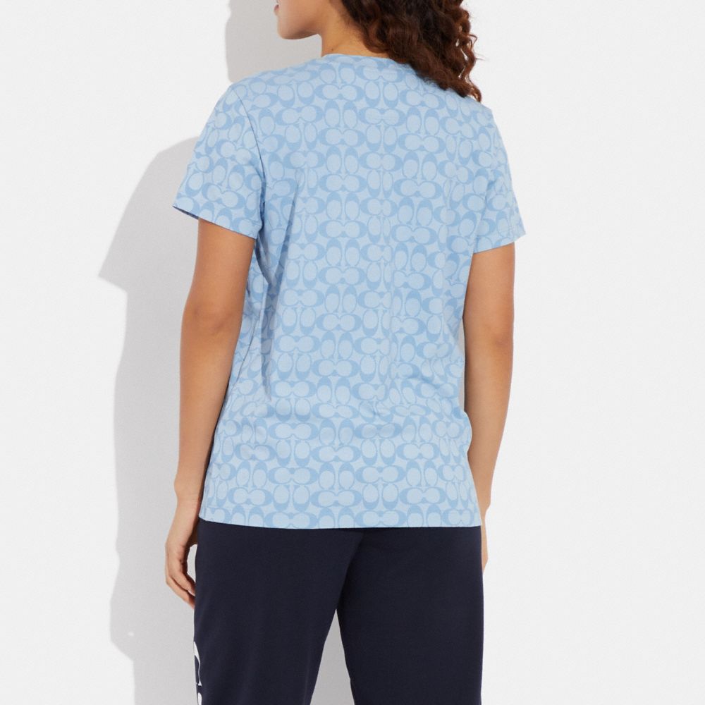 COACH - 新品 COACH シグネチャーシャンブレーTシャツ S ブルーマルチ 綿100% 公式】コーチアウトレット | シグネチャー シャンブレー Tシャツ
