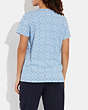 COACH®,SIGNATURE CHAMBRAY T-SHIRT IN ORGANIC COTTON,Blue Multi,Scale View