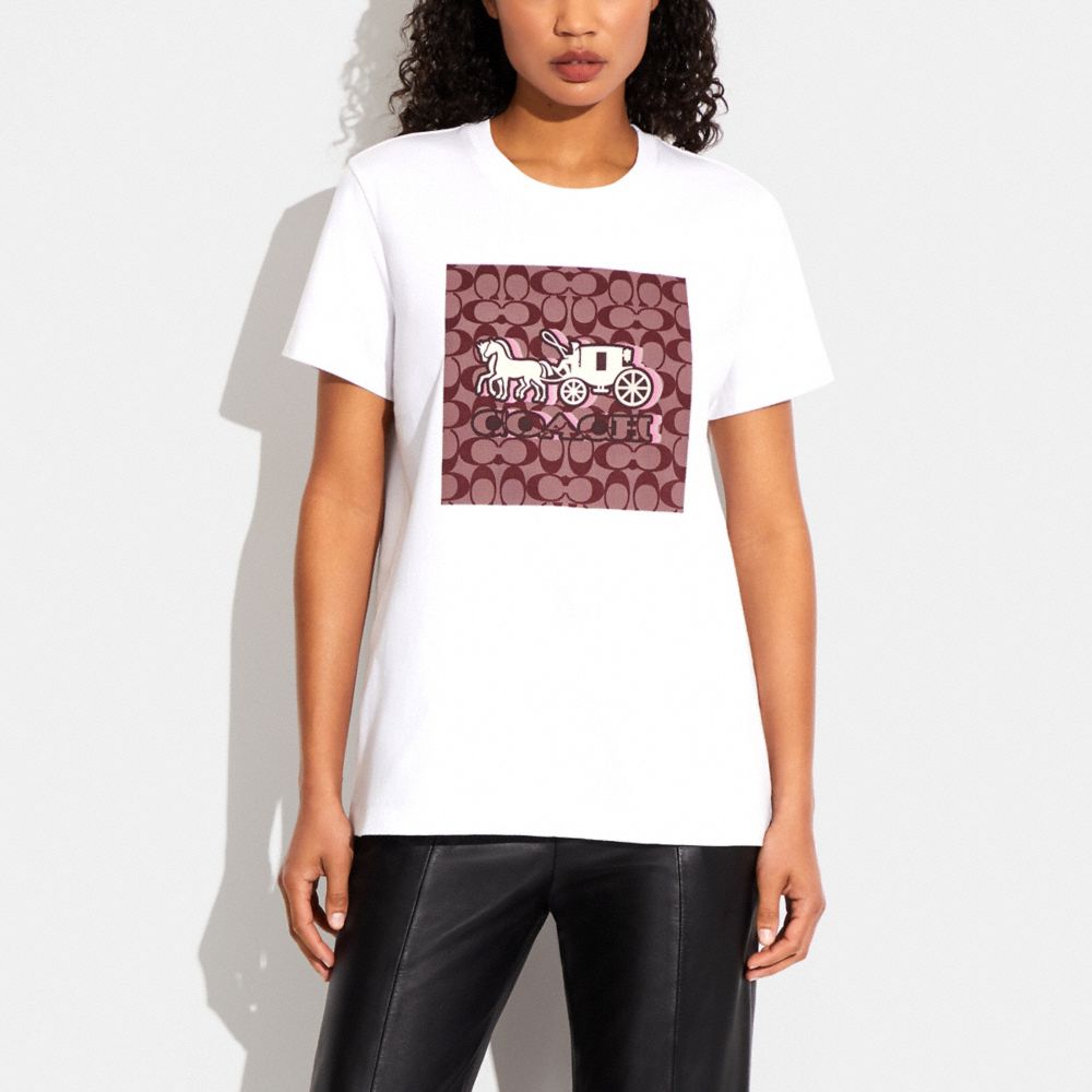 COACH®,ホース アンド キャリッジ シグネチャー Tシャツ,トップス&ワンピース,