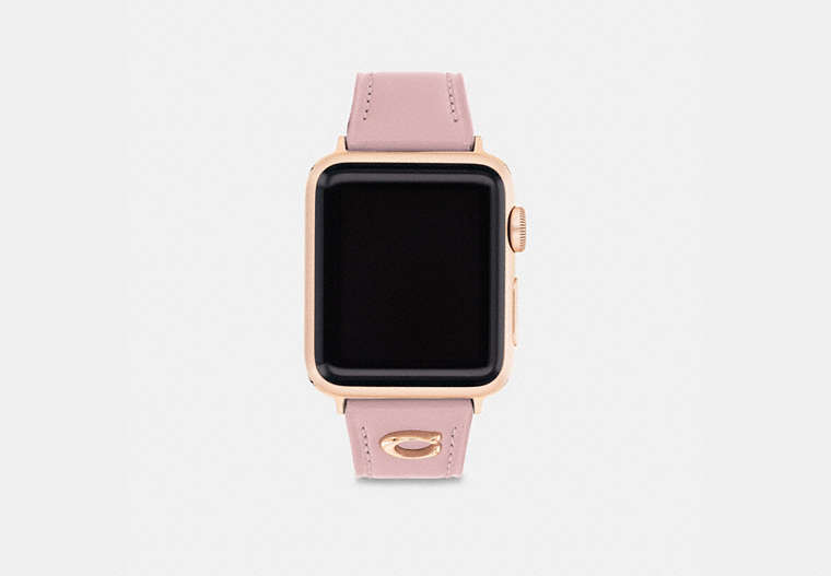 COACH®,APPLE WATCH® STRAP, 38MM, 40MM AND 41MM,Leather,Light Pink,Front View