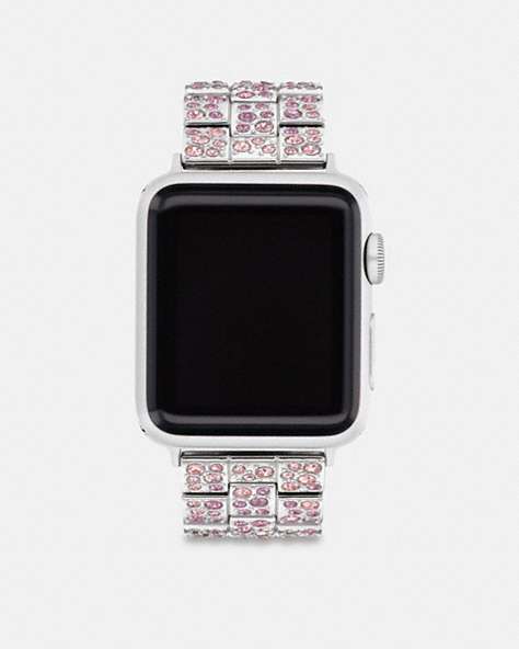 COACH®,APPLE WATCH® STRAP, 38MM, 40MM AND 41MM,Stainless Steel,Blush,Front View