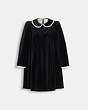 COACH®,VELVET PLEATED DRESS,cotton,Black,Front View