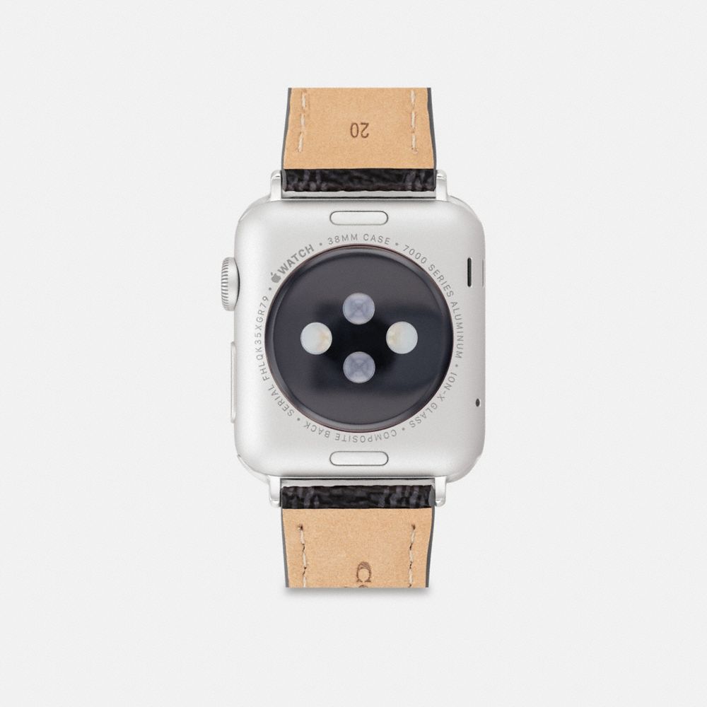 COACH®,APPLE WATCH® STRAP, 38MM, 40MM AND 41MM,Signature Coated Canvas,Charcoal,Back View