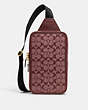 COACH®,SULLIVAN PACK IN SIGNATURE CHAMBRAY,Medium,Brass/Wine,Front View