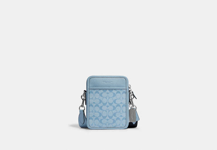 COACH®,SULLIVAN CROSSBODY IN SIGNATURE CHAMBRAY,Silver/Light Blue,Front View