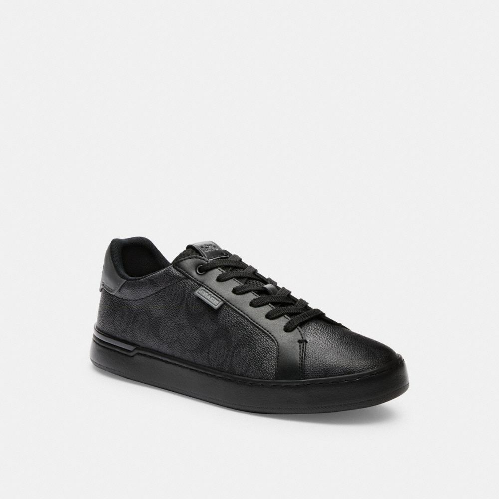 COACH®,LOWLINE LOW TOP SNEAKER IN SIGNATURE CANVAS,Signature Coated Canvas,Charcoal,Front View