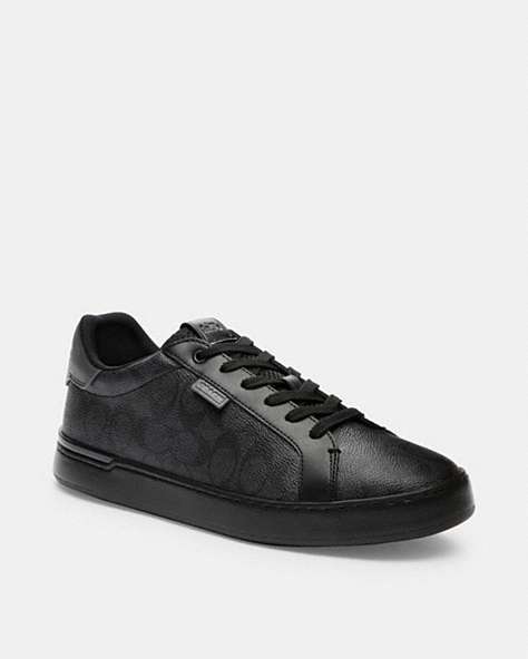 COACH®,LOWLINE LOW TOP SNEAKER IN SIGNATURE CANVAS,Signature Coated Canvas,Charcoal,Front View