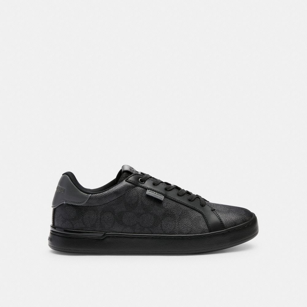 COACH®,LOWLINE LOW TOP SNEAKER IN SIGNATURE CANVAS,Signature Coated Canvas,Charcoal,Angle View