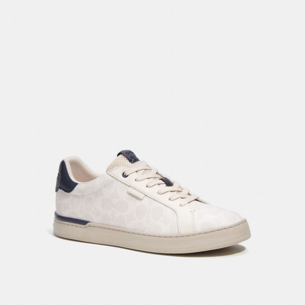 COACH®,LOWLINE LOW TOP SNEAKER IN SIGNATURE CANVAS,Signature Coated Canvas,Chalk Cobalt,Front View