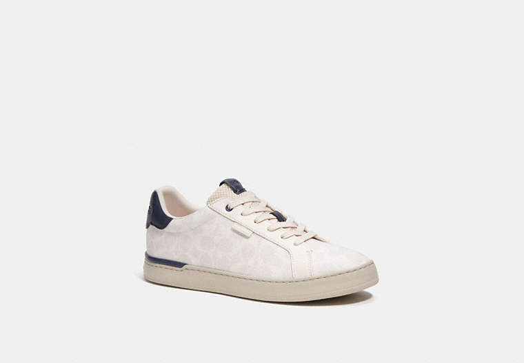 COACH®,LOWLINE LOW TOP SNEAKER IN SIGNATURE CANVAS,Signature Coated Canvas,Chalk Cobalt,Front View
