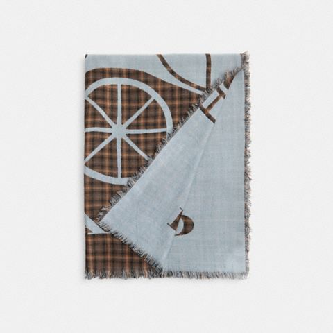 Аксессуары Coach Horse And Carriage Print Plaid Stole, цвет: Верблюжий / Разноцветный
