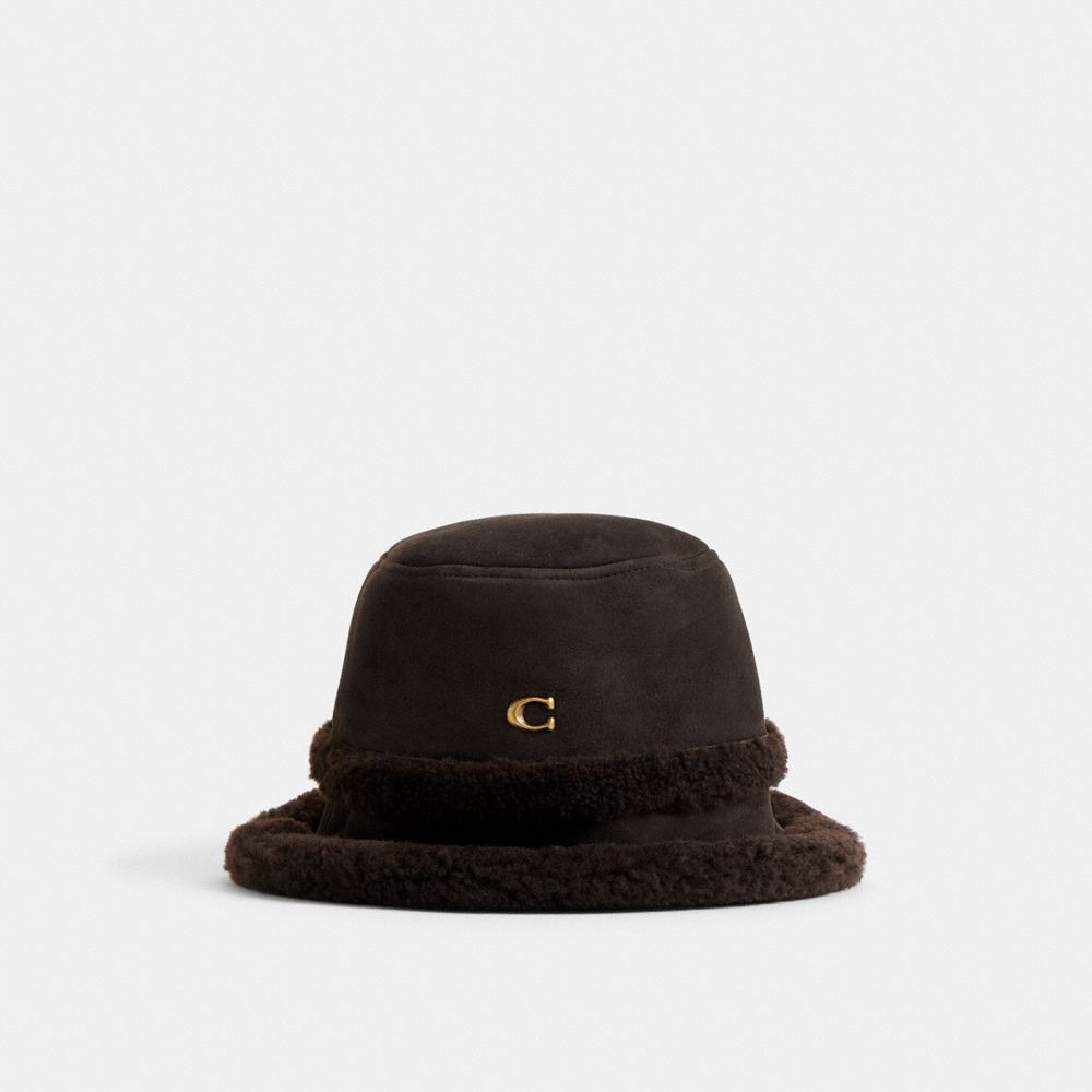 COACH®, シアリング バケット ハット, ファッション雑貨,ﾀﾞｰｸ ﾁｮｺﾚｰﾄ,Front View